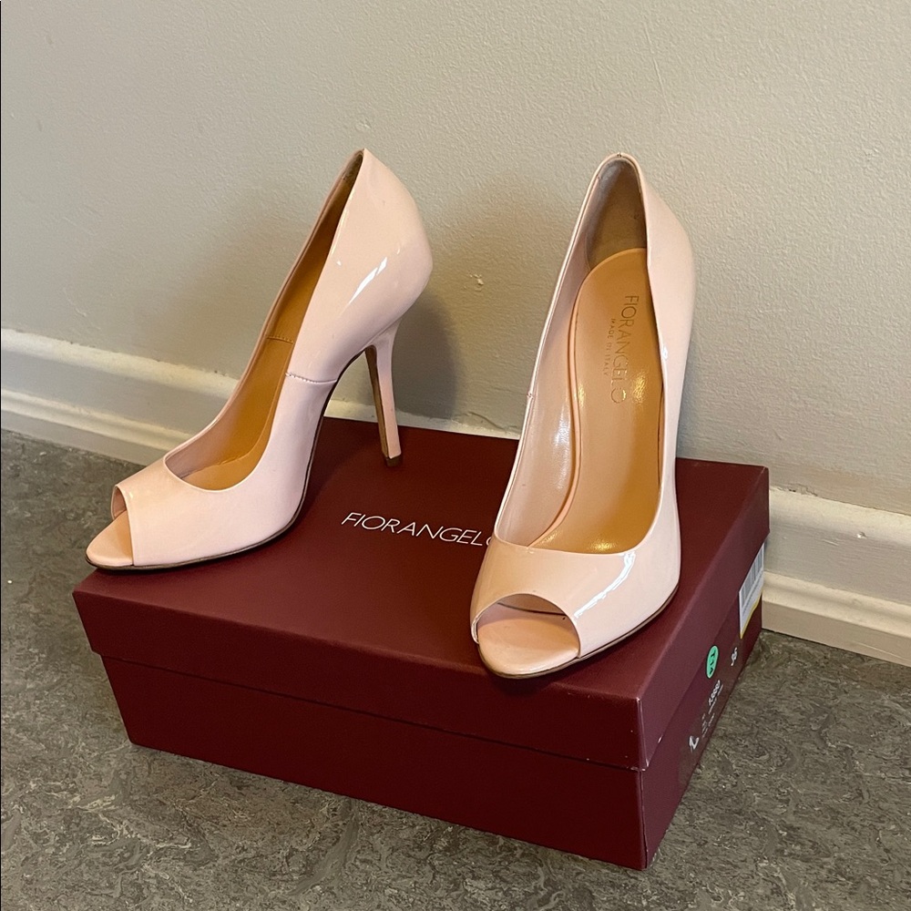 Fiorangelo Light Pink Peep Toe Heels